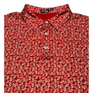 Indiana AOP Inward Half Polo Golf Short Sleeve Shirt State All Over Print Red